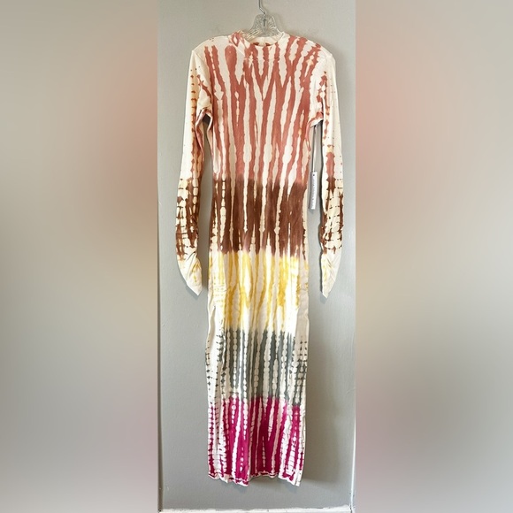 Young Fabulous & Broke Portia Dress Buttercup Maxi Long Sleeve Slit Medium NWT - Picture 3 of 4